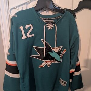 Teal Hockey Jersey with Shark Logo